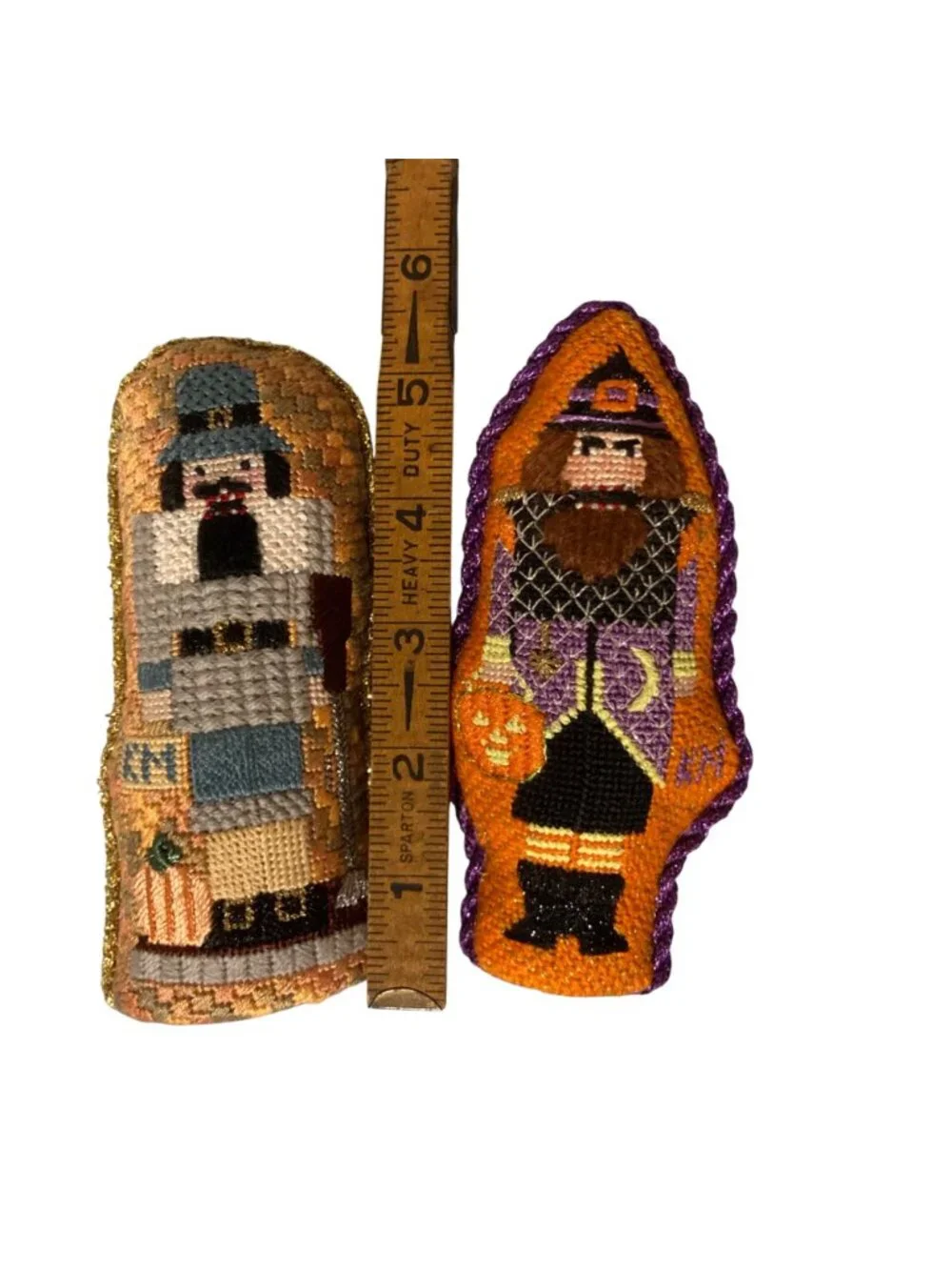 Holiday Nut Cracker Completed Needlepoint Figurines Thanksgiving Halloween